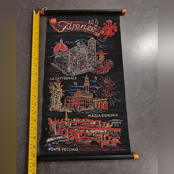 Vintage Firenze / Florence Italy wall hanging scroll retro tourist souvenir - Picture 2 of 2